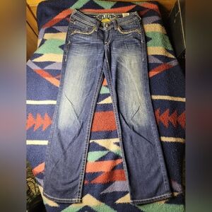 Ariat Amber Jeans Womens 27S Blue Embellished Thick Stitch 29x30 Cowgirl